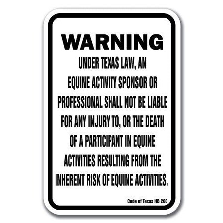 Signmission Safety Sign, 18 in Height, Aluminum, 12 in Length, Equine - Texas A-1218 Equine - Texas